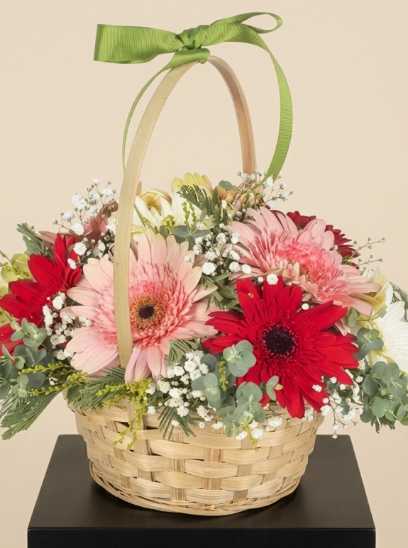 Baharın Renkleri Gerbera Çiçek Sepeti